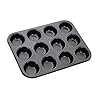 Cup Cakes Baking Tray Muffin Cake Mould Tray Nonstick Midi Shape Baking Pan Tray, Carbon Steel Black (12-Slot)