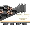 Cup Cakes Baking Tray Muffin Cake Mould Tray Nonstick Midi Shape Baking Pan Tray, Carbon Steel Black (12-Slot)