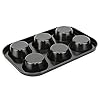 Cup Cakes Baking Tray Muffin Cake Mould Tray Nonstick Midi Shape Baking Pan Tray, Carbon Steel Black (6 -Slot)