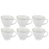 Tea / Coffee Cups with Saucers for Kitchen & Dining Table Decor Diamond Cut Pattern Bone China White (220 ML) Set of 12 (6 Cups & 6 Saucers)
