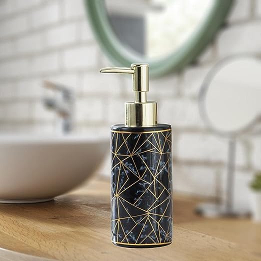 Soap Dispenser for Bathroom and Kitchen for Liquid Handwash Ceramic 300 ML (Black)