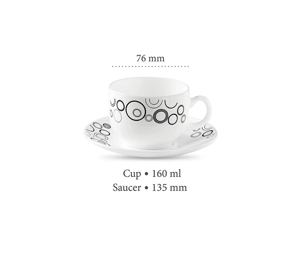 Misty Drops, Tea Coffee Cups and Saucer Set of 12 pcs, 160ml