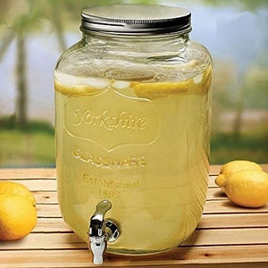 Glass Dispenser Jar For Kitchen Storage Mason Jar Air Tight Multipurpose With Stand, 5 Litre - 1 Piece