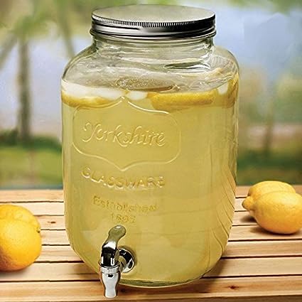 Glass Dispenser Jar For Kitchen Storage Mason Jar Air Tight Multipurpose With Stand, 5 Litre - 1 Piece