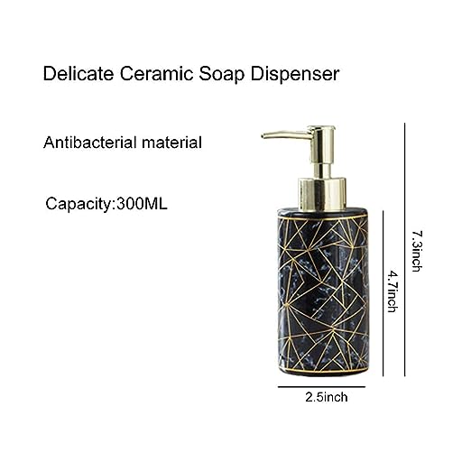Soap Dispenser for Bathroom and Kitchen for Liquid Handwash Ceramic 300 ML (Black)