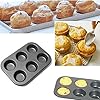 Cup Cakes Baking Tray Muffin Cake Mould Tray Nonstick Midi Shape Baking Pan Tray, Carbon Steel Black (6 -Slot)