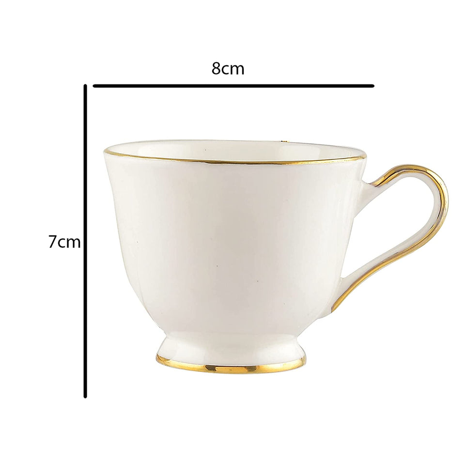 Semi Deluxe Gold Rim Fine Bone China Tea Cup & Saucer Set of 12pcs (6cups & 6 Saucer), 140ml