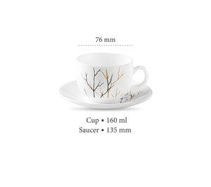 Golden Fall, Tea Coffee Cups and Saucer Set of 12 pcs, 160ml