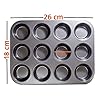 Cup Cakes Baking Tray Muffin Cake Mould Tray Nonstick Midi Shape Baking Pan Tray, Carbon Steel Black (12-Slot)