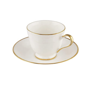 Semi Deluxe Gold Rim Fine Bone China Tea Cup & Saucer Set of 12pcs (6cups & 6 Saucer), 140ml