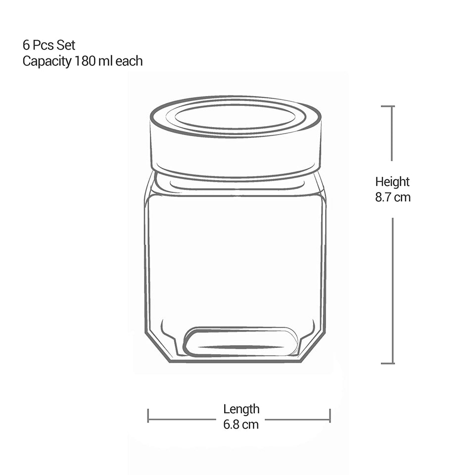 Cube Storage Glass Jar, Set of 4, 180 ml Each, Transparent| BPA Free