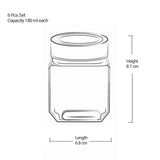 Cube Storage Glass Jar, Set of 4, 180 ml Each, Transparent| BPA Free