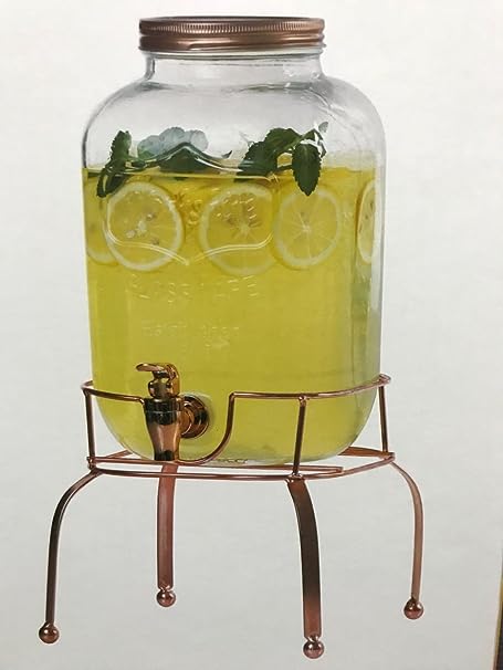 Glass Dispenser Jar For Kitchen Storage Mason Jar Air Tight Multipurpose With Stand, 5 Litre - 1 Piece