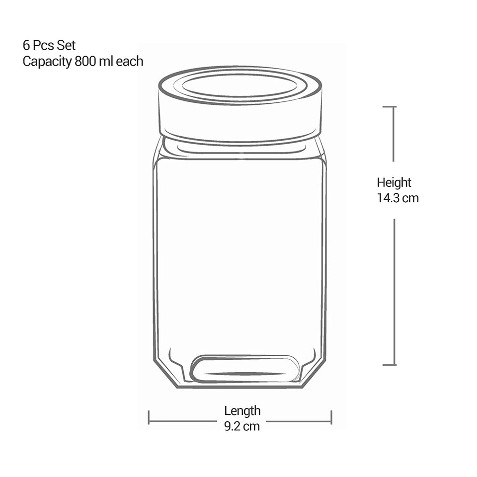 Cube Storage Glass Jar, Set of 2, 800 ml Each, Transparent| BPA Free