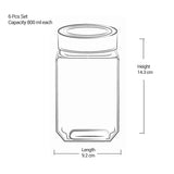 Cube Storage Glass Jar, Set of 2, 800 ml Each, Transparent| BPA Free