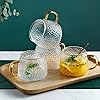 Set of 2 Glass Tea & Coffee Cups Mugs with Golden Handle for Dining Table Microwave Safe (450 ML)