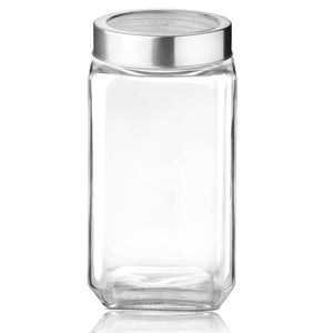 Cube Storage Glass Jar, Set of 6, 2250 ml Each, Transparent| BPA Free