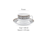 Sovrana Moroccan Gold, Tea Coffee Cups and Saucer Set of 12 pcs, 160ml