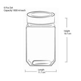 Cube Storage Glass Jar, Set of 4, 1800 ml Each, Transparent| BPA Free