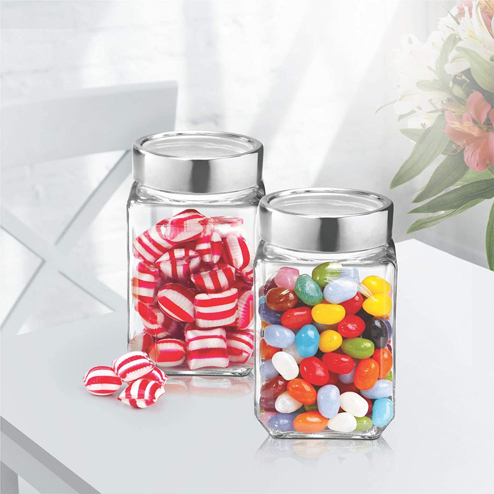 Cube Storage Glass Jar, Set of 6, 310 ml Each, Transparent| BPA Free