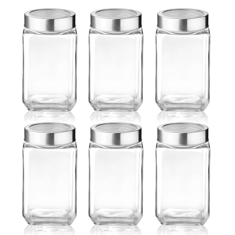 Cube Storage Glass Jar, Set of 2, 800 ml Each, Transparent| BPA Free