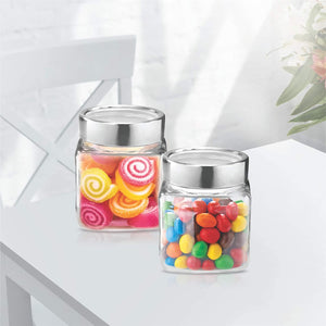 Cube Storage Glass Jar, Set of 4, 180 ml Each, Transparent| BPA Free