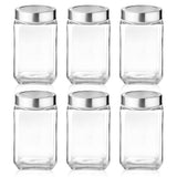 Cube Storage Glass Jar, Set of 2, 1800 ml Each, Transparent| BPA Free