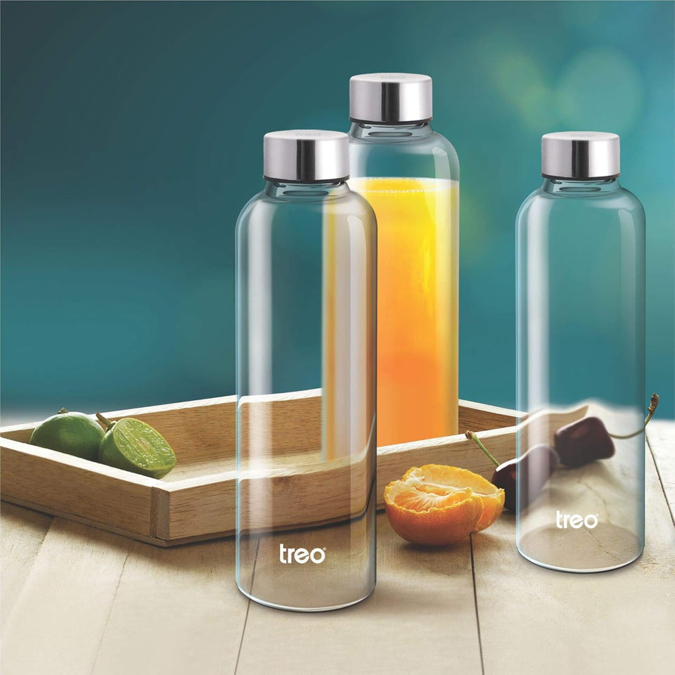 TREO By Milton Clarion Borosilicate Glass Water Bottle, 1000 ml, Transparent, 1 Piece