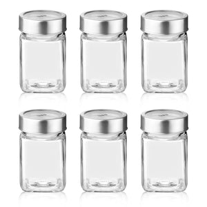 Cube Storage Glass Jar, Set of 6, 310 ml Each, Transparent| BPA Free