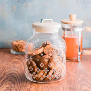 Glass Jar Container with Airtight Lid or Cap to Store Cookies Sugar Spices Multipurpose Use Transparent 1600 ML, Set of 1