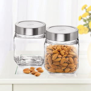 Cube Storage Glass Jar, Set of 6, 580 ml Each, Transparent| BPA Free