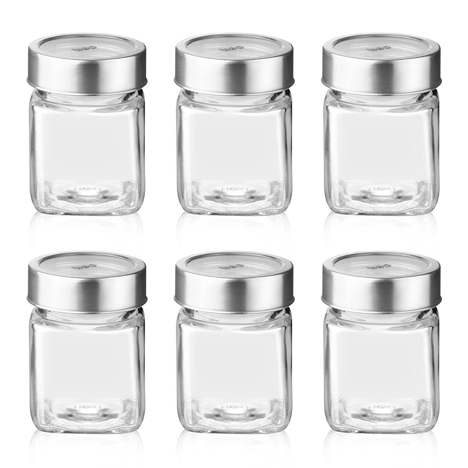 Cube Storage Glass Jar, Set of 6, 180 ml Each, Transparent| BPA Free