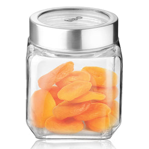 Cube Storage Glass Jar, Set of 2, 1200 ml Each, Transparent| BPA Free