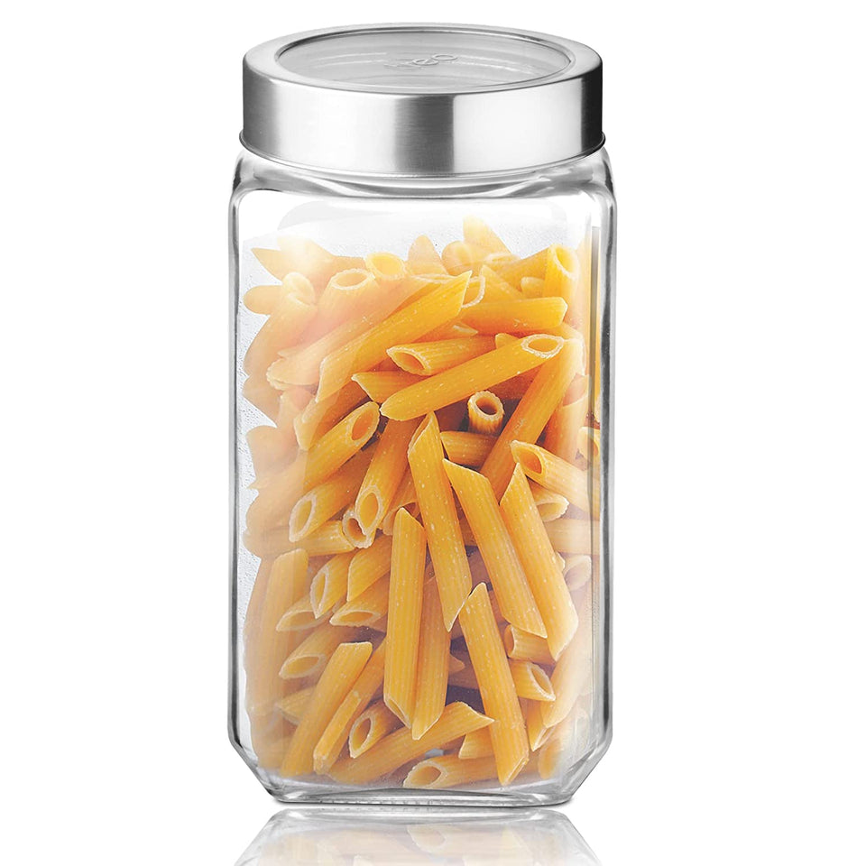 Cube Storage Glass Jar, Set of 2, 2250 ml Each, Transparent| BPA Free