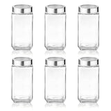 Cube Storage Glass Jar, Set of 2, 1000 ml Each, Transparent| BPA Free