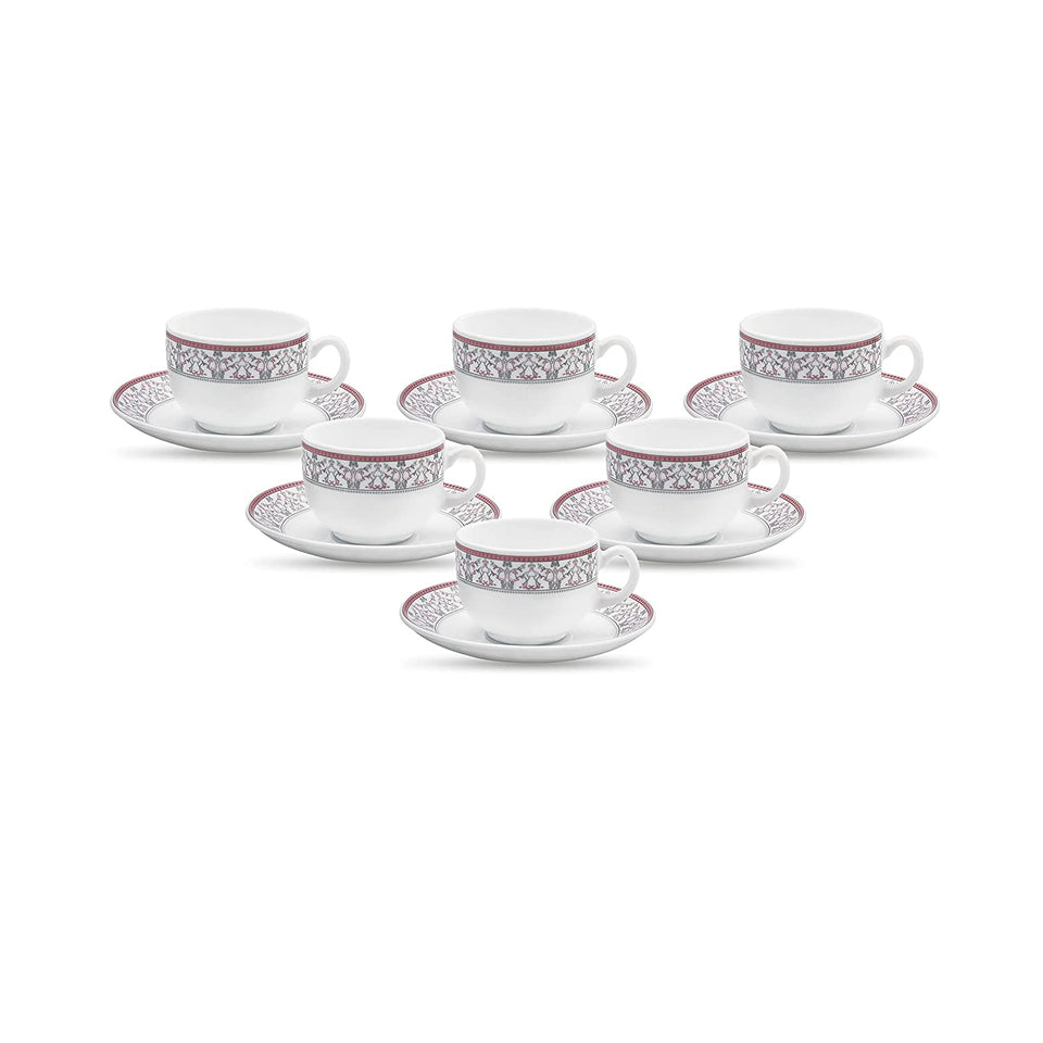 Sovrana Moroccan Pink, Tea Coffee Cups and Saucer Set of 12 pcs, 160ml