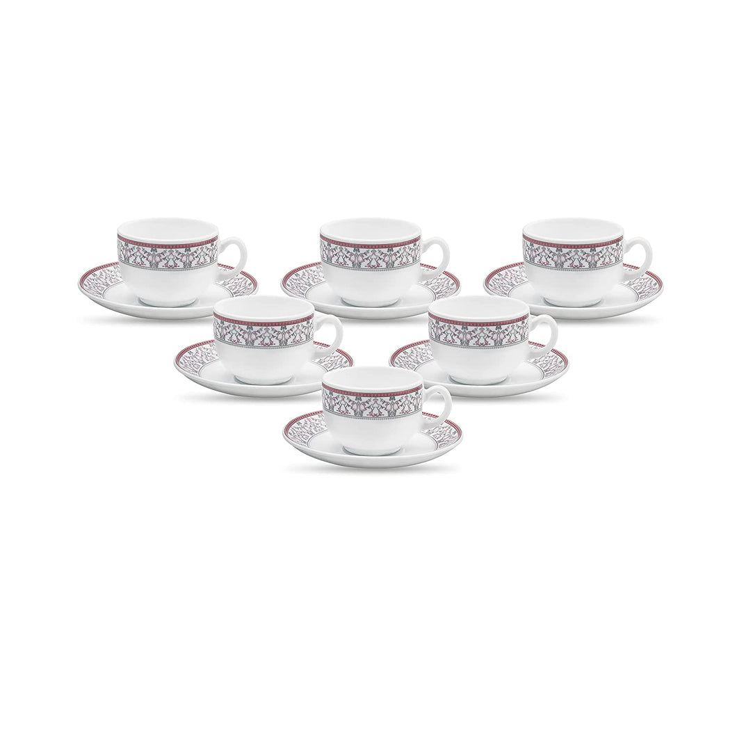 Sovrana Moroccan Pink, Tea Coffee Cups and Saucer Set of 12 pcs, 160ml