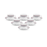 Sovrana Moroccan Pink, Tea Coffee Cups and Saucer Set of 12 pcs, 160ml