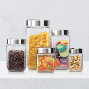 Cube Storage Glass Jar, Set of 6, 180 ml Each, Transparent| BPA Free