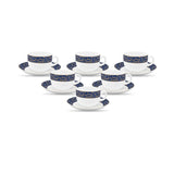 Sovrana Anassa Blue, Tea Coffee Cups and Saucer Set of 12 pcs, 160ml