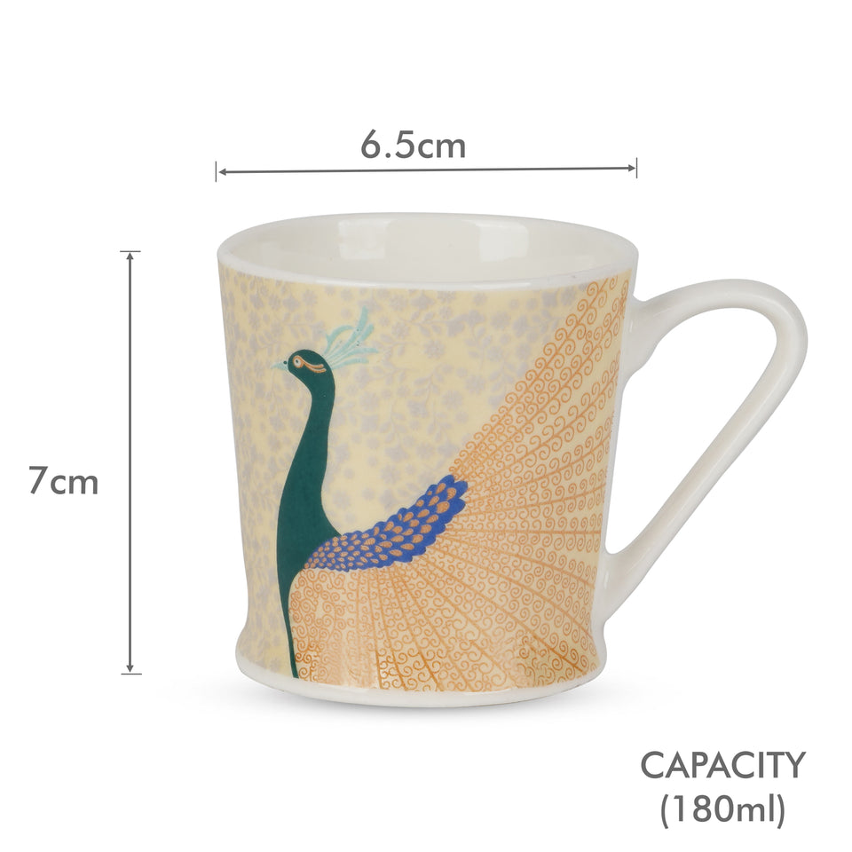 Saaikee Peacock Garden Fine Porcelain Coffee Mugs Set of 6