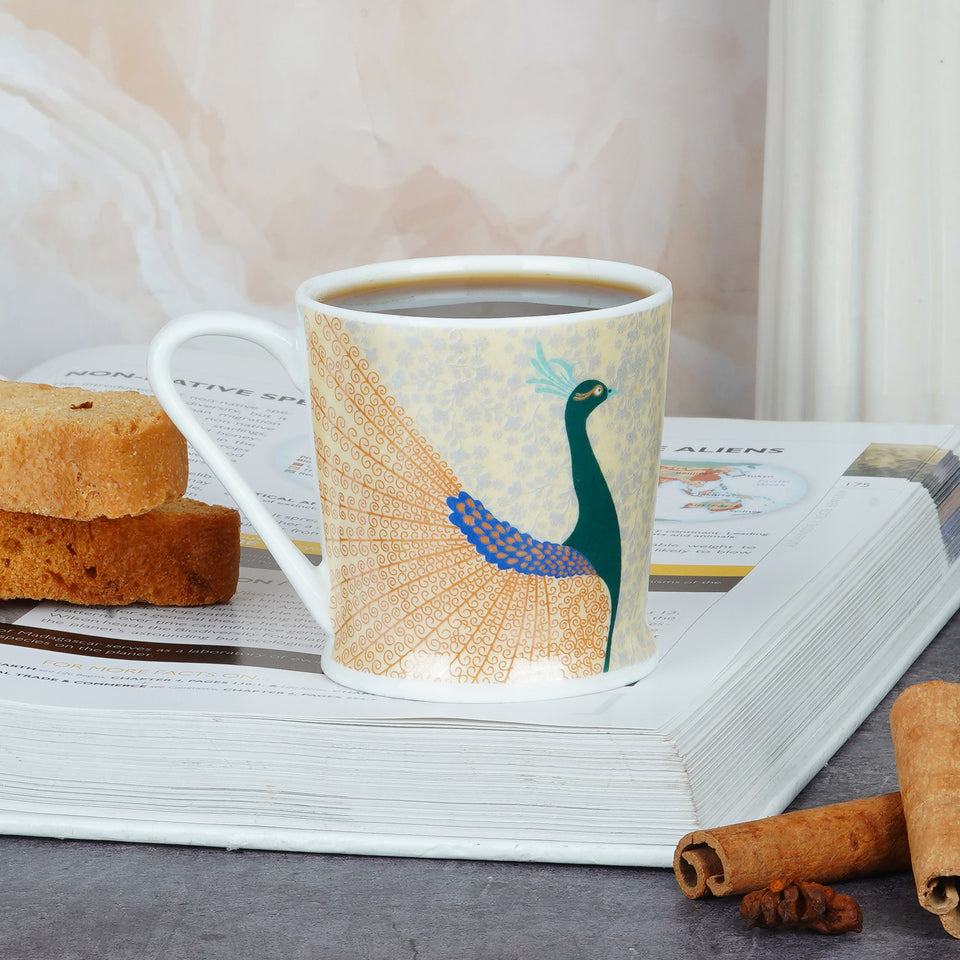 Saaikee Peacock Garden Fine Porcelain Coffee Mugs Set of 6