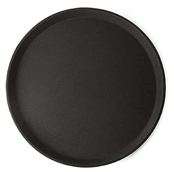 Serving Tray or Platter for Home & Bar Multi Use Non Slip Plastic Rubber Black (1 Pcs) 16 Inch