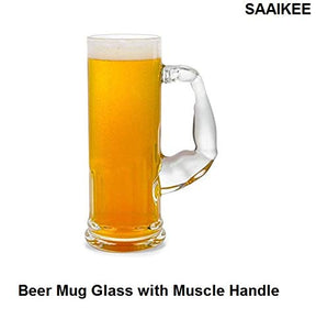 Beer Mug Glass with Muscle Handle Tableware Glassware 600 ML