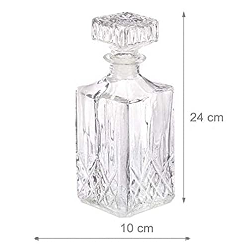 Glass Decanter with Stopper European Style Pattern Crystal Clear (855 ML) [1 Pcs]