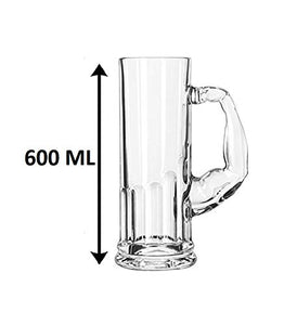 Beer Mug Glass with Muscle Handle Tableware Glassware 600 ML