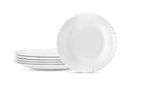 Saaikee Classique Quarter Dinner Plates for Dining Table to Serve Salads Fruits Snacks Multi Use Ceramic White Set of 6 (7.5 Inch)