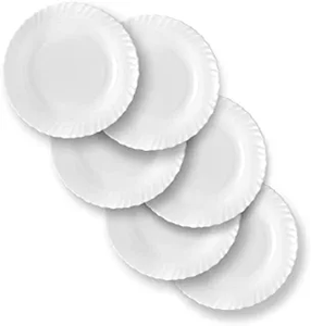 Classique Dinner Plates for Dining Table to Serve Salads Fruits Snacks Multi Use Ceramic White Set of 6 (11 Inch)