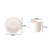 Tea Coffee Cups with Saucers Set of 12 for Kitchen and Dining Table Decor Lining Print White Bone China Microwave Safe (200 ML)