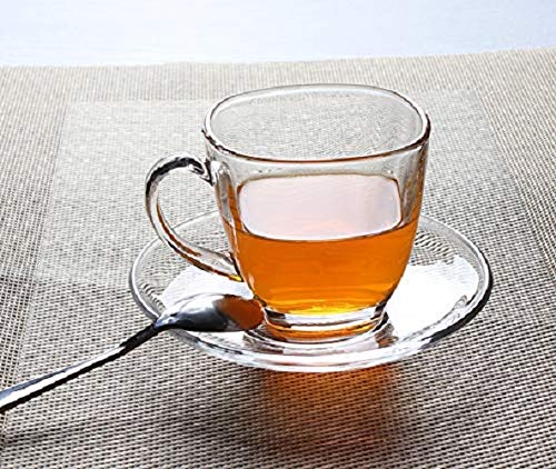 Durable Crystal Glass Tea Cup and Saucer (6 Cups and 6 Saucers) 120 ml Each